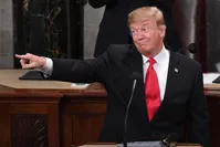In this file photo taken on February 5, 2019 US President Donald Trump gestures as he delivers the State of the Union address at the US Capitol in Washington, DC. (AFP Photo)