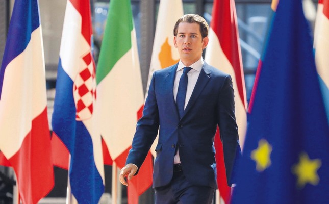 Austria's Chancellor Sebastian Kurz arrives to take part in the last day of the EU leaders' summit at the Europa building, Brussels, June 29.