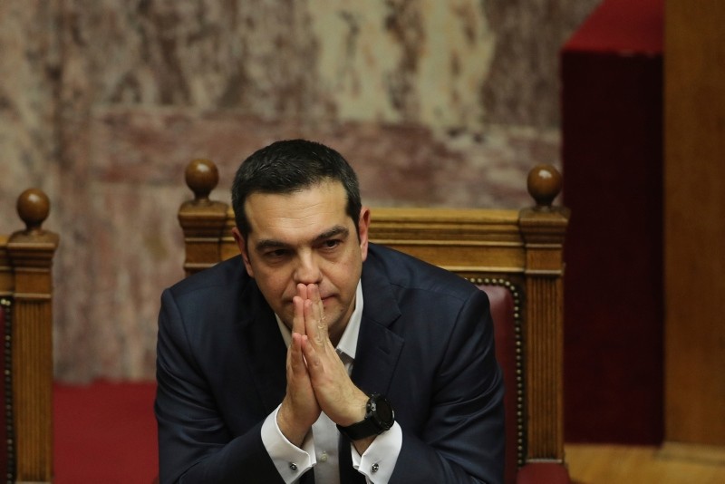 Greek Prime Minister Alexis Tsipras, attends a parliamentary session in Athens, on Wednesday, Jan. 16, 2019. (AP Photo)