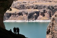 Nature lovers admire the view from one of the caves in Saklu0131kapu0131 Canyon in Elazu0131u011f.