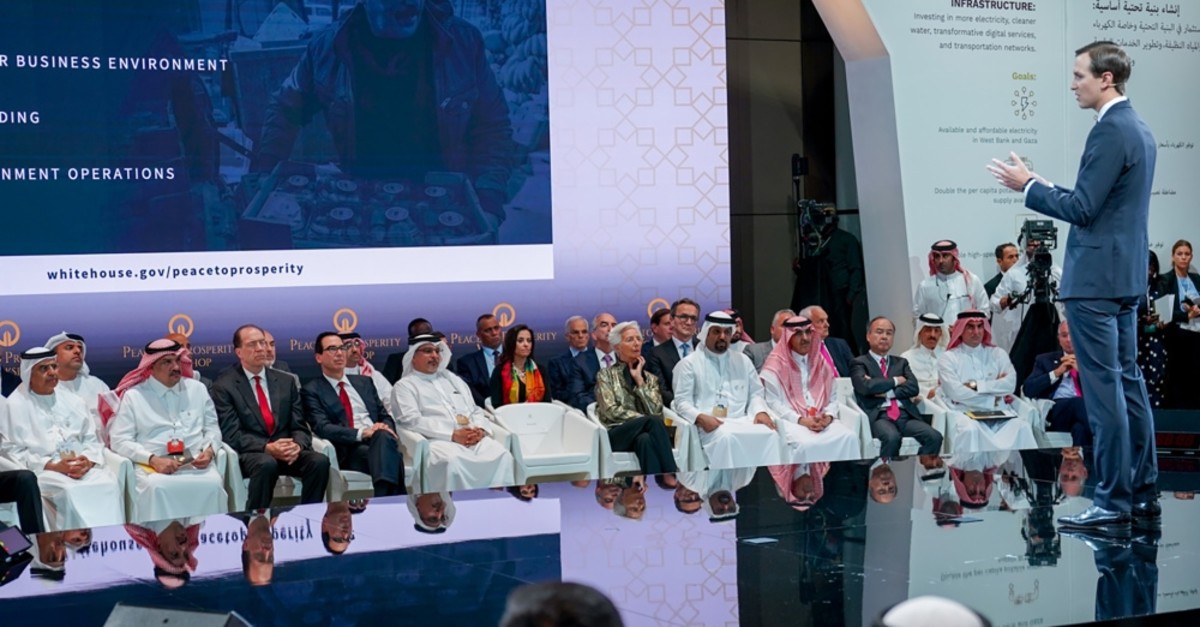 White House adviser and U.S. President Donald Trump's son-in-law Jared Kushner speaking during a U.S.-sponsored Middle East economic conference in Manama, Bahrain, June 25, 2019. 