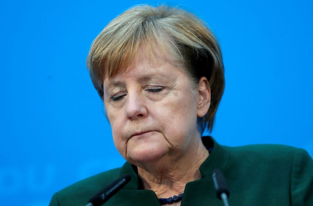 German Chancellor Merkel speaks during a press conference at the Christian Democratic Union's (CDU) headquarters, Berlin, Nov. 27.