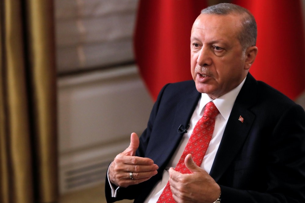 President Recep Tayyip Erdou011fan sits during an interview with Reuters in Manhattan, New York, U.S., Sept. 25.