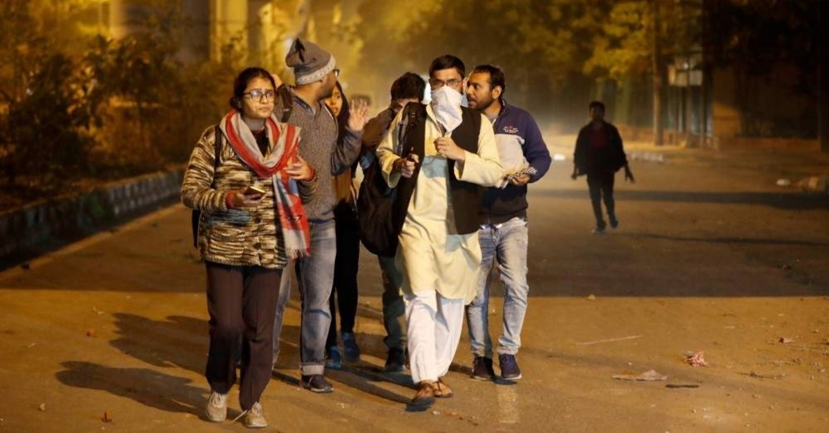 Students leave the Jamia Milia University following a protest against a new citizenship law, in New Delhi, India, Dec. 15, 2019. (Reuters Photo)