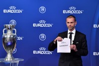 UEFA president Aleksander Ceferin announces that Germany was elected to host the Euro 2024 fooball tournament during a ceremony at the headquarters of the European football's governing body in Nyon on September 27, 2018. (AFP Photo)