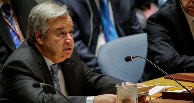United Nations Secretary-General Antonio Guterres speaks during the United Nations Security Council meeting on Syria at the U.N. headquarters in New York, U.S., April 13, 2018. (Reuters Photo)