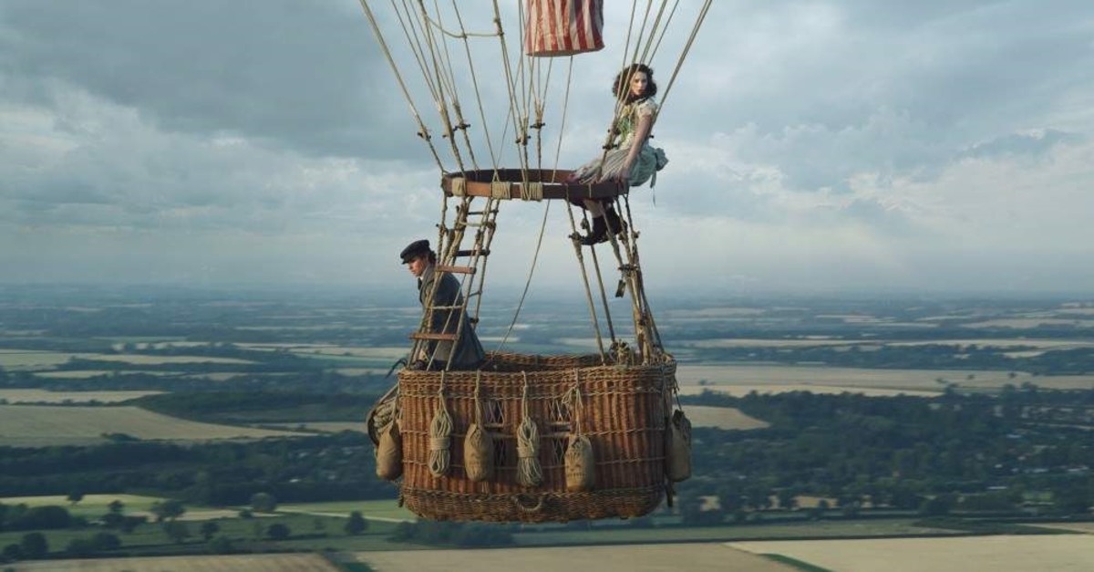 Eddie Redmayne and Felicity Jones as James Glaisher and Amelia Wren in the balloon. (AP Photo)