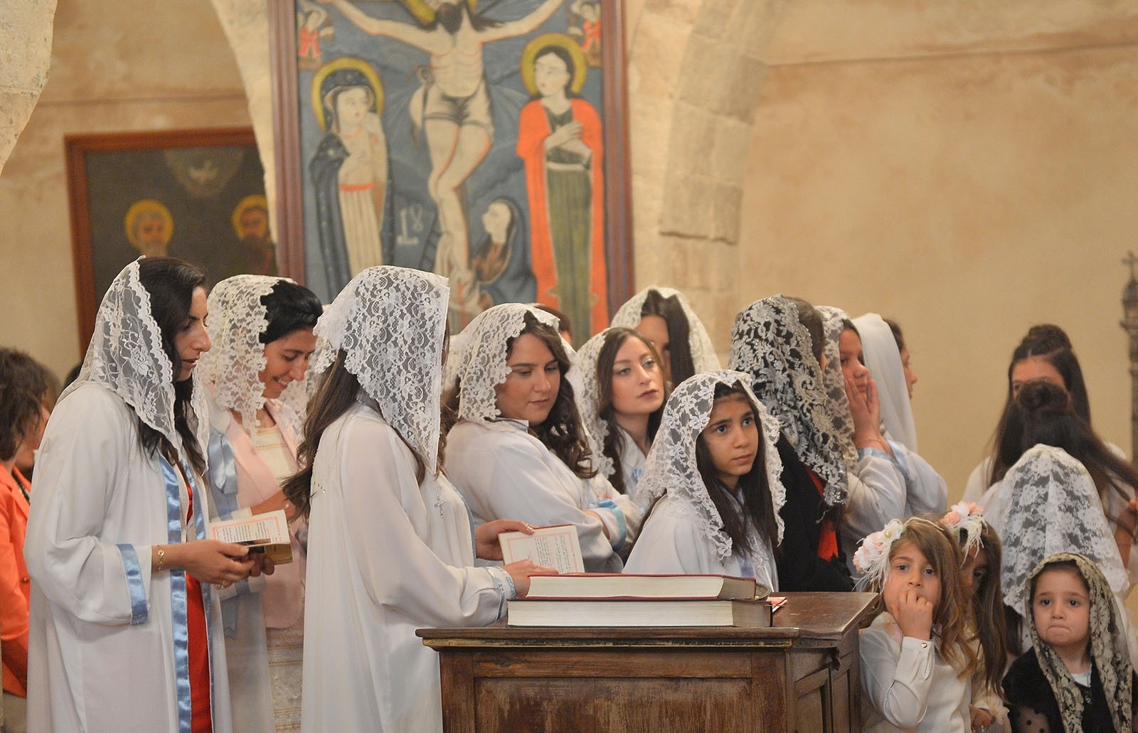 Assyrian community in southeastern Turkey's Mardin province attend Easter services at the Kırklar Church (AA Photo)