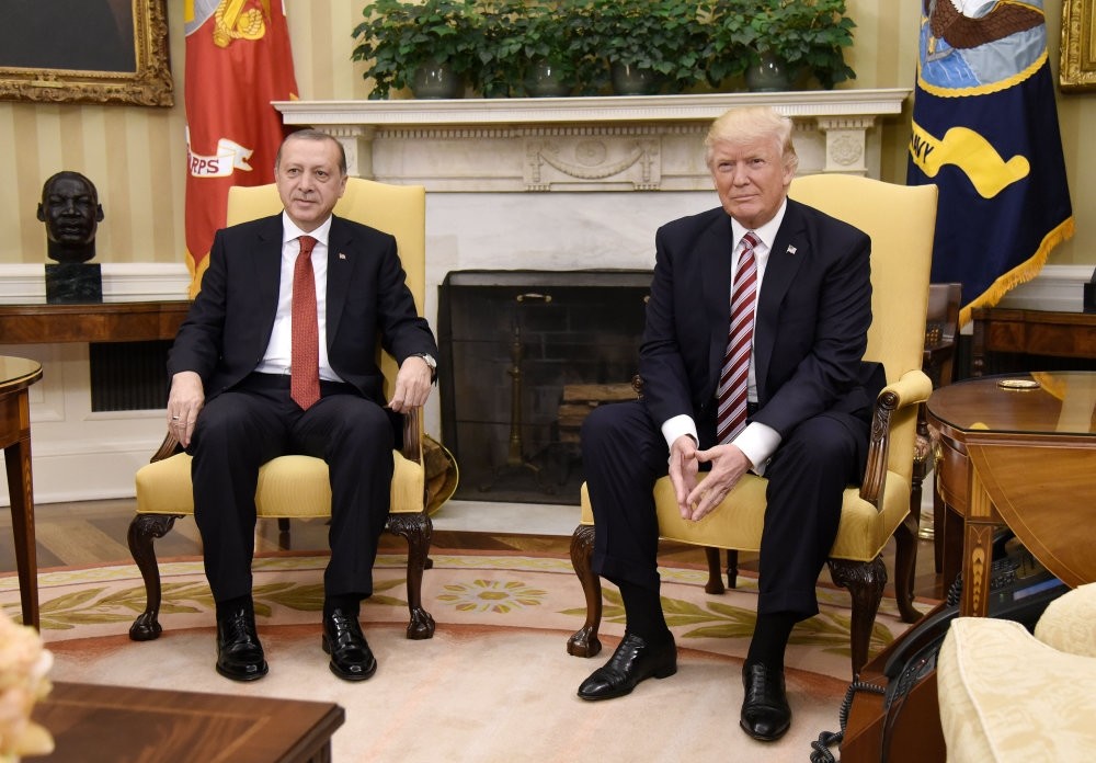 President Erdou011fan with U.S. President Trump in the Oval Office of the White House, Washington, May 16.