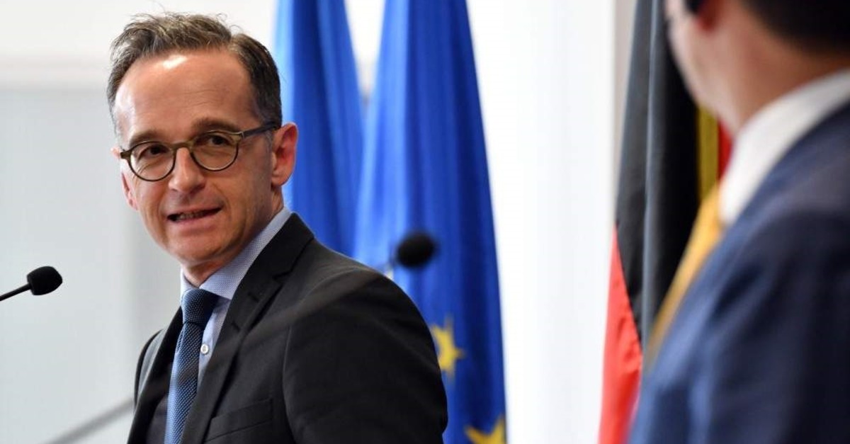 German Foreign Minister Heiko Maas (L) attends a news conference with his North Macedonia's counterpart upon his arrival in Skopje, on Nov. 13, 2019. (AFP Photo)