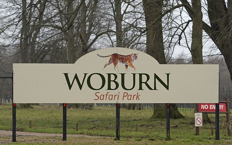 The sign for the  Woburn Safari Park in Woburn England (AP Photo)