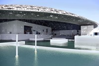 Abu Dhabi's Louvre museum, designed by French architect Jean Nouvel, surrounded by sea water.
