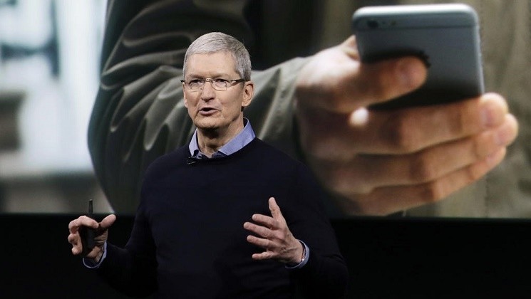 Apple CEO Tim Cook speaks at an event to announce new products at Apple headquarters in Cupertino, Calif.