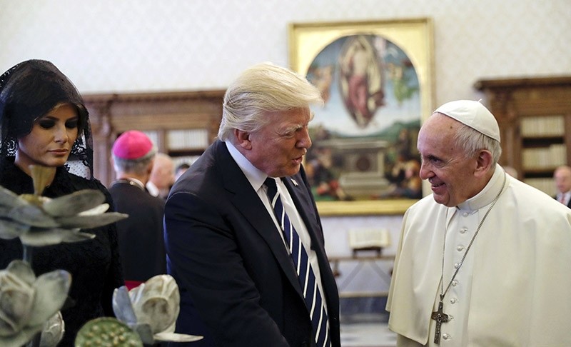 Pope Francismeets with US President Donald J. Trump and First Lady Melania Trump  in Vatican City, 24 May 2017. EPA Photo