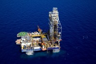An aerial view of the Tamar Lease natural gas rig, in northern Israel.