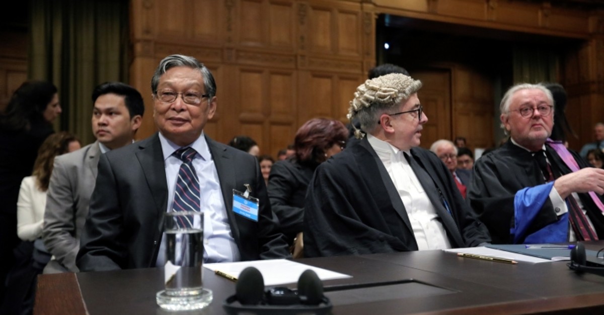 Minister for the Office of the State Counsellor of Myanmar, Kyaw Tint Swe, attends the ruling in a case against Myanmar at the International Court of Justice (ICJ) in The Hague, Netherlands, Jan. 23, 2020. (Reuters Photo)
