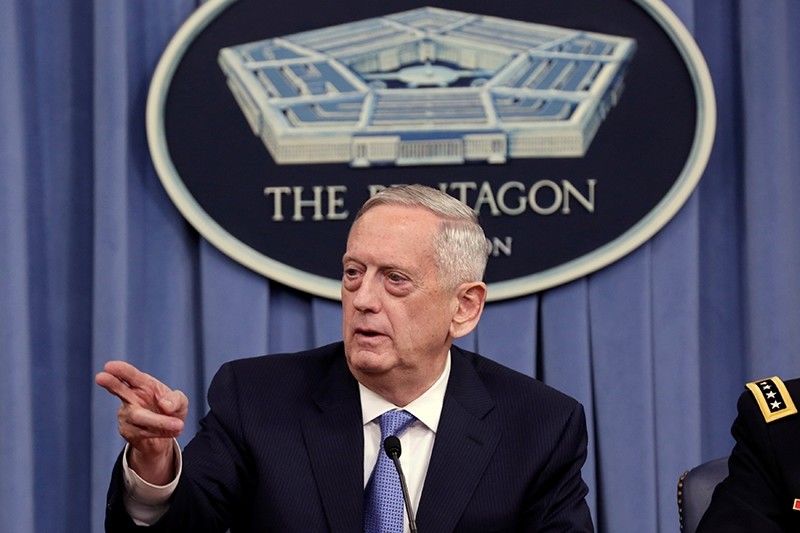 U.S. Defense Secretary James Mattis gestures to the media at the Pentagon in Washington, U.S., April 11, 2017 (Reuters Photo)