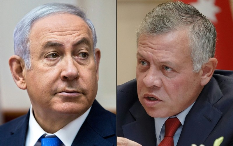  Israeli Prime Minister Benjamin Netanyahu (L) and Jordanian King Abdullah II (R) (AFP Photo)