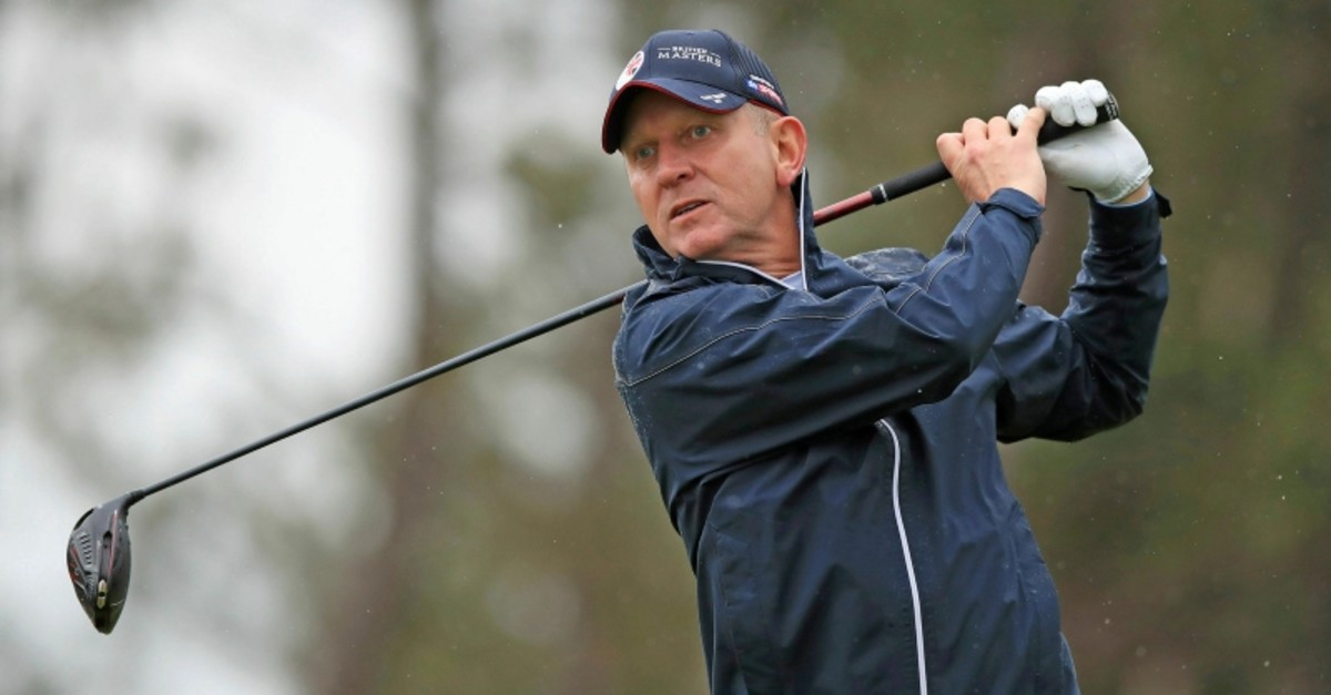 In this Aug. 5, 2019 file photo, Jeremy Kyle watches his shot during the Pro-Am at the British Masters at Hillside Golf Club, Southport, England. (PA FILE Photo via AP)