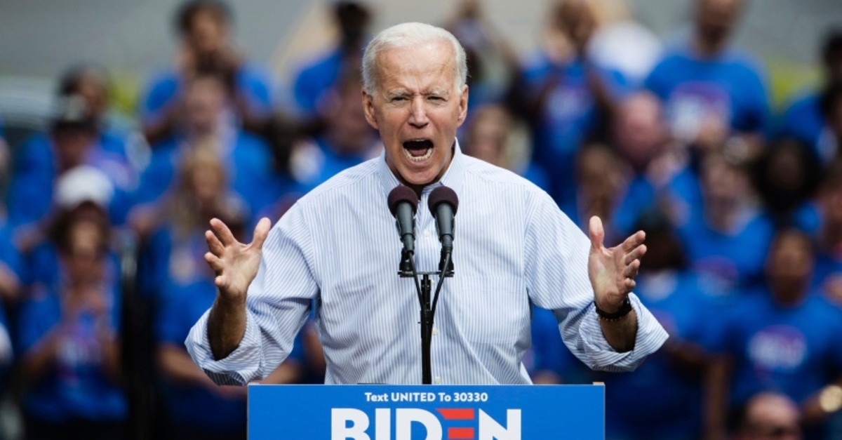 In this Saturday, May 18, 2019 file photo, Democratic presidential candidate, former Vice President Joe Biden speaks during a campaign rally at Eakins Oval in Philadelphia. (AP Photo)
