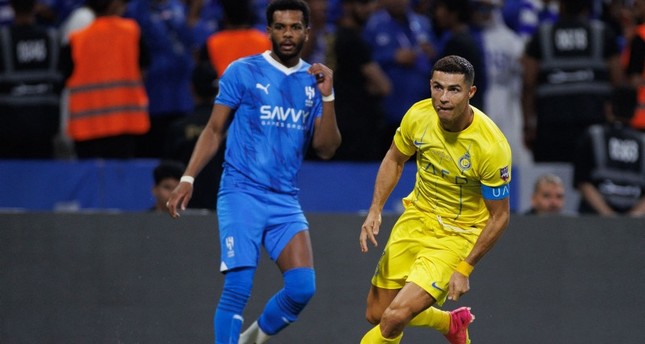 مهاجم النصرالنجم البرتغالي كريستيانو رونالدو خلال المباراة النهائية لكأس العرب للأندية 2023 بين الهلال السعودي والنصر على ملعب الملك فهد بالطائف، 12-8-2023 صورة:AFP