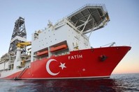 Turkey sent its drilling vessel Fatih toward its EEZ west of the island of Cyprus in 2019. (AA File Photo)