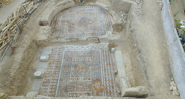 Aerial view of the ancient gymnasium discovered in Turkey's southwestern Konya province (IHA Photo)