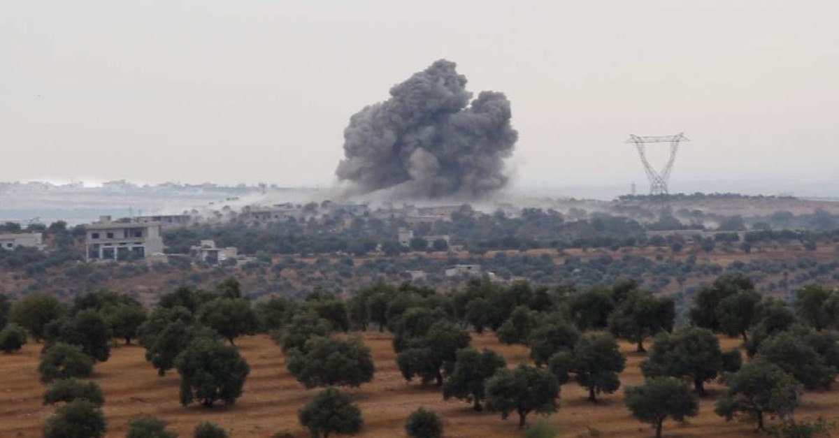 Smoke billows following a reported Russian airstrike in the south of the northwestern Syrian province of Idlib near the village of Rakya, on Oct. 24, 2019. (AFP Photo)