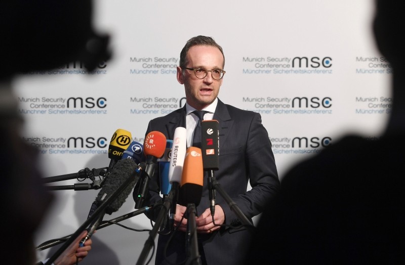 German Minister of Foreign Affairs Heiko Maas talks to the media at the Munich Security Conference in Munich, Germany, Friday, Feb. 15, 2019 (AP Photo)