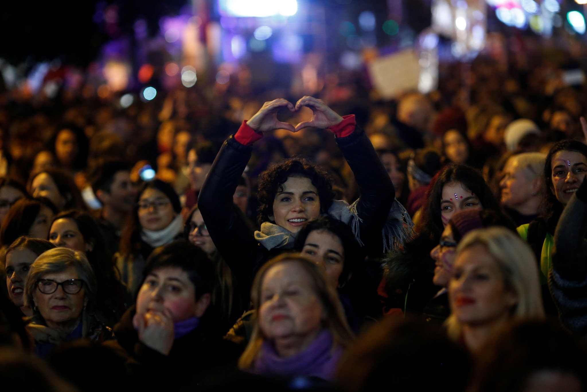 Protesters take part in a demonstration during a nationwide feminist strike on International Womenu2019s Day in Madrid, Spain, March 8, 2018.