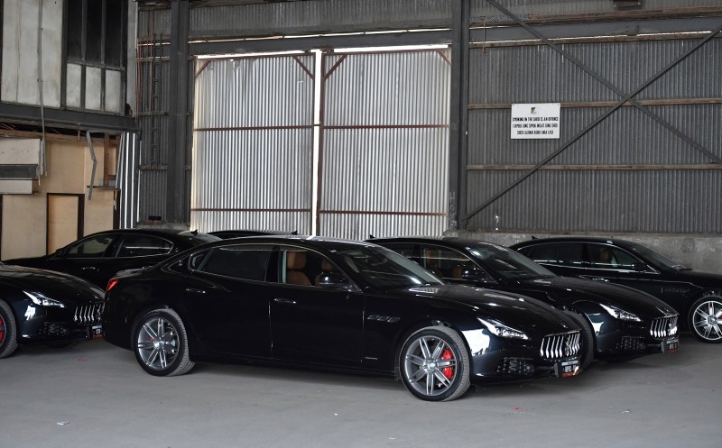 In this Nov. 17, 2018, photo, a selection of Maserati cars, part of the 2018 Asia-Pacific Economic Cooperation (APEC) forum transportation, are seen in Port Moresby, Papua New Guinea. (Mick Tsikas/AAP via AP)