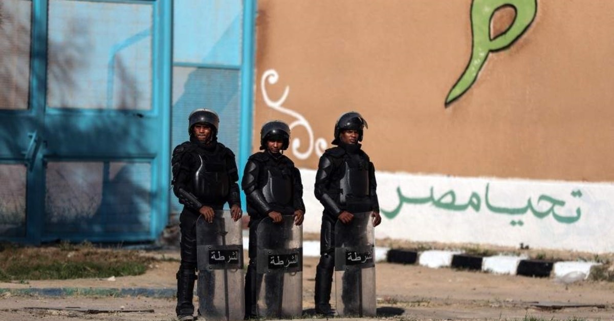 Policemen standing guard at Borg el-Arab prison near Alexandria, Egypt, Nov. 20, 2019. (AFP Photo)