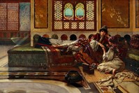 Rudolf Ernst, (1854-1932), ,Woman In Her Quarters,, Oil on panel 72.3 x 92.4