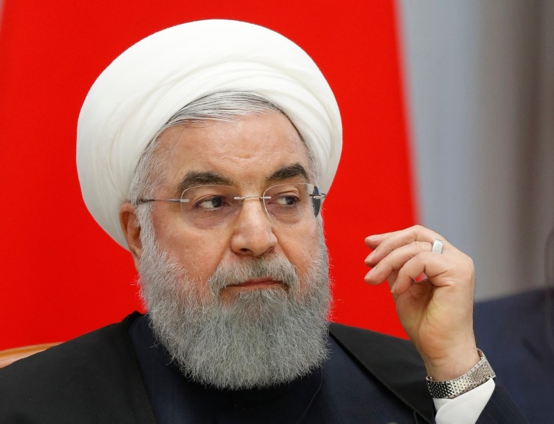Iranian President Hassan Rouhani speaks during a meeting in the Bocharov Ruchei residence in the Black Sea resort of Sochi, Russia, Thursday, Feb. 14, 2019. (AP Photo)