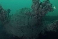 A screengrab from a video shows the sunken U-23 German submarine. (AA Photo)