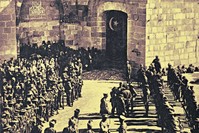 Edmund Allenby, the first British viscount who led the British invasion of Palestine in WWI and captured Jerusalem Dec. 9, 1917, seen entering the Old City with his troops.