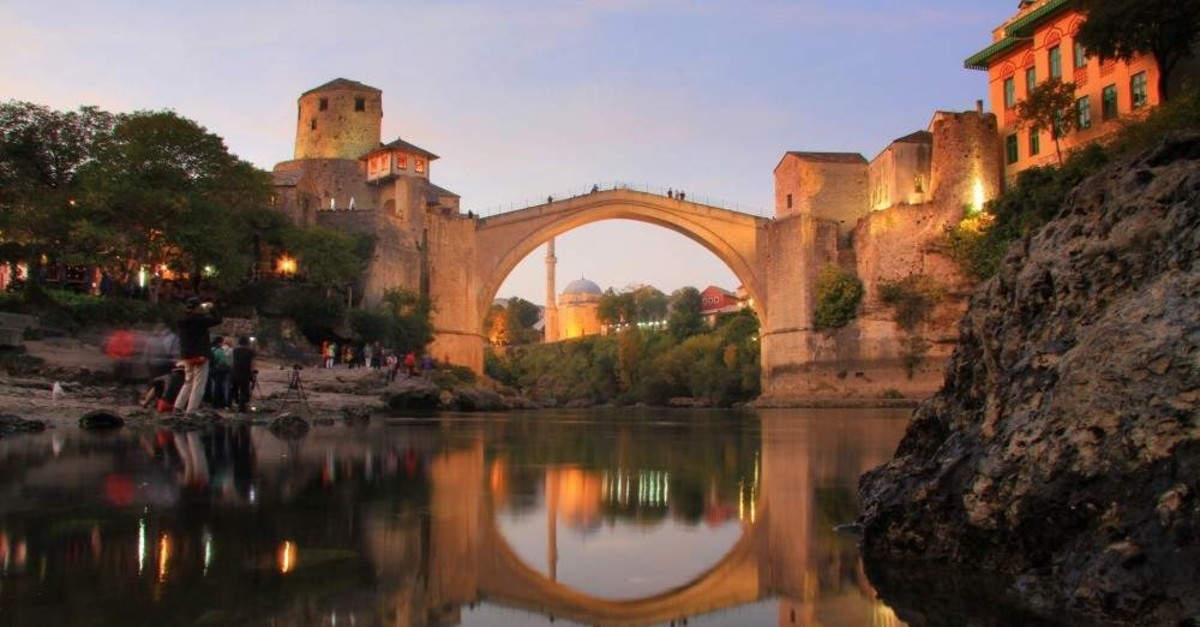 Built in the 16th century and demolished in 1993 during the Bosnian War, the Mostar Bridge was restored in 2004. (AA Photo)