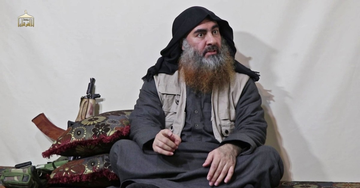 In this undated filer image grab taken from a video released by Al-Furqan media on April 29, 2019, the chief of Daesh terror group Abu Bakr al-Baghdadi appears for the first time in 5 years in a propaganda video in an unknown location. (AFP Photo)