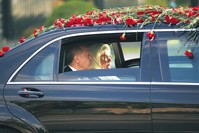 President Erdou011fan (L) and his wife Emine Erdou011fan arriving at the Presidential Complex, Ankara, July 9. 