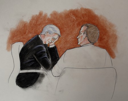 Taylor Swift Radio Host In this courtroom sketch, defendant David Mueller, a former radio DJ, left, sits with his attorney during a trial Aug. 10, 2017. (AP Photo)