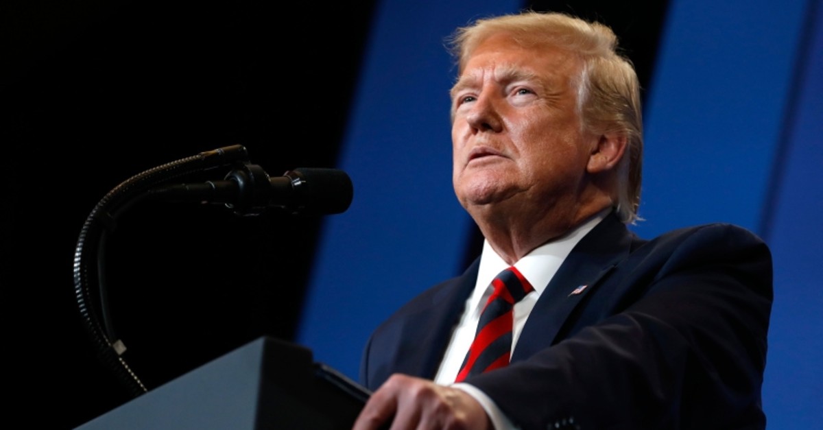 President Donald Trump speaks at the 2019 House Republican Conference Member Retreat Dinner in Baltimore, Thursday, Sept. 12, 2019. (AP Photo)