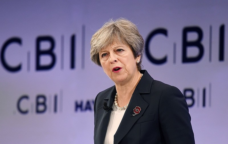 British Prime Minister Theresa May a speech at the annual CBI (Confederation of British Industry) conference in London, Britain, 06 November 2017. (EPA Photo)