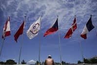 The heat strikes a beach volleyball test event at Shiokaze Park, Tokyo ahead of the Tokyo 2020 Olympics, on July 26, 2019.