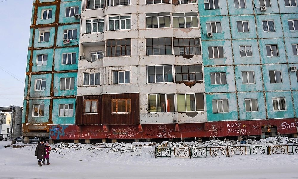 Older buildings in Yakutsk were not constructed with a warming climate in mind. (AFP Photo)