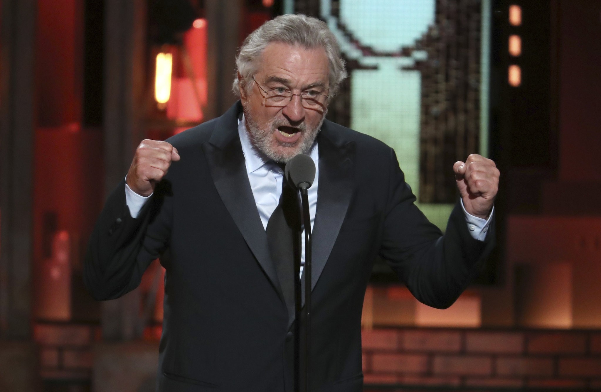 Before introducing a performance by Bruce Springsteen at the Tony Awards, Oscar-winning actor Robert de Niro used some profane language to criticize U.S. President Donald Trump, June 10.