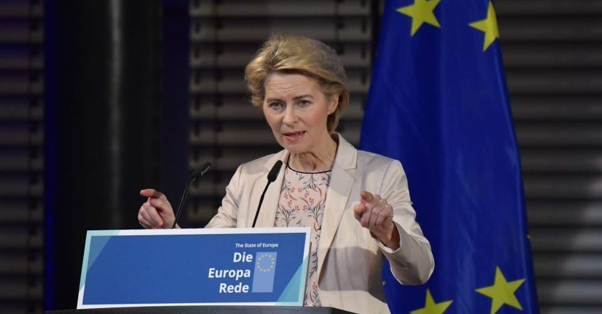 EU Commission president-elect Ursula von der Leyen makes a speech on eve of 30th anniversary of the fall of Berlin Wall on Nov. 8, 2019. (AFP Photo)