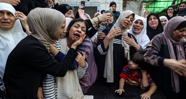 أثناء جنازة الشهيد محمود أبو سعد في مدينة طولكرم  بالضفة الغربية المحتلة، 4-8-2023 صورة: AFP