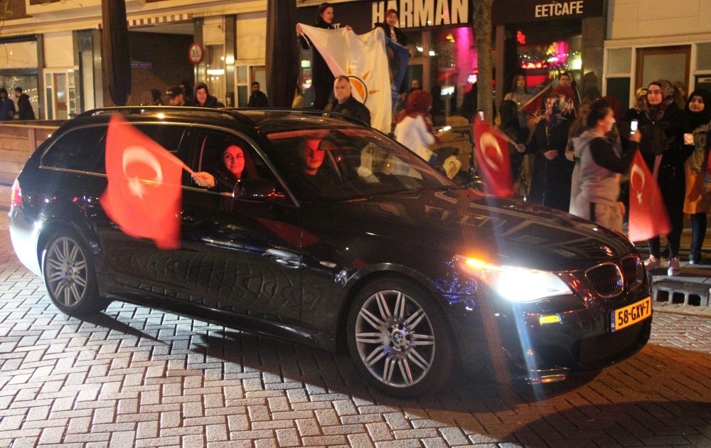 Turkish citizens across many European cities went out to the streets in crowds to celebrate the victory for u2018yes' on Sunday's referendum.