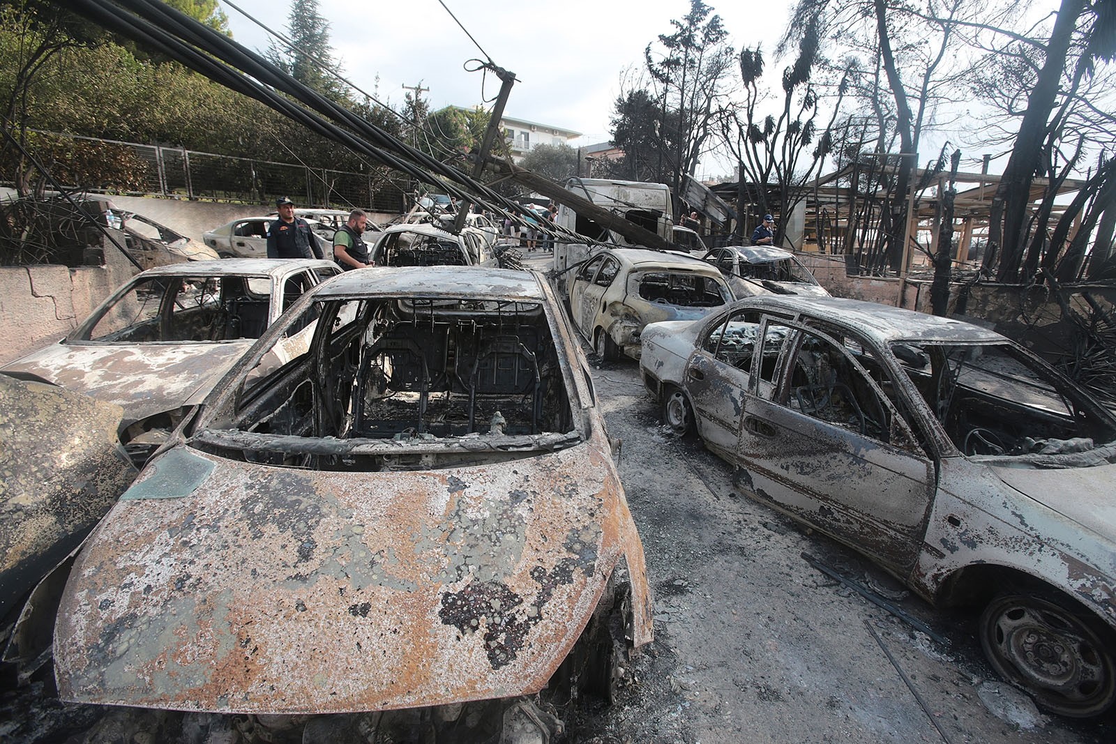 A view of burned cars after a fire in Argyra Akti, Mati, close to Nea Makri, in Attica, Greece, July 24, 2018.