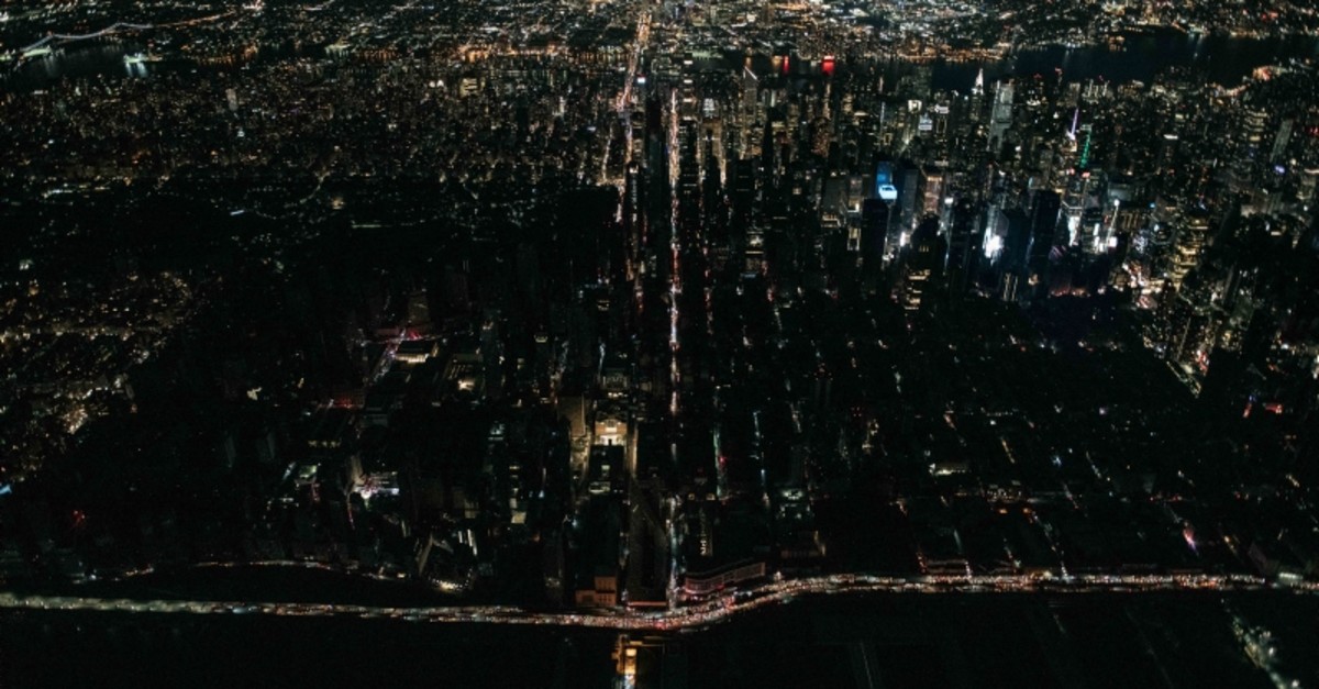 A large section of Manhattan's Upper West Side and Midtown neighborhoods are seen in darkness from above during a major power outage on July 13, 2019 in New York City. (Scott Heins/Getty Images/AFP)